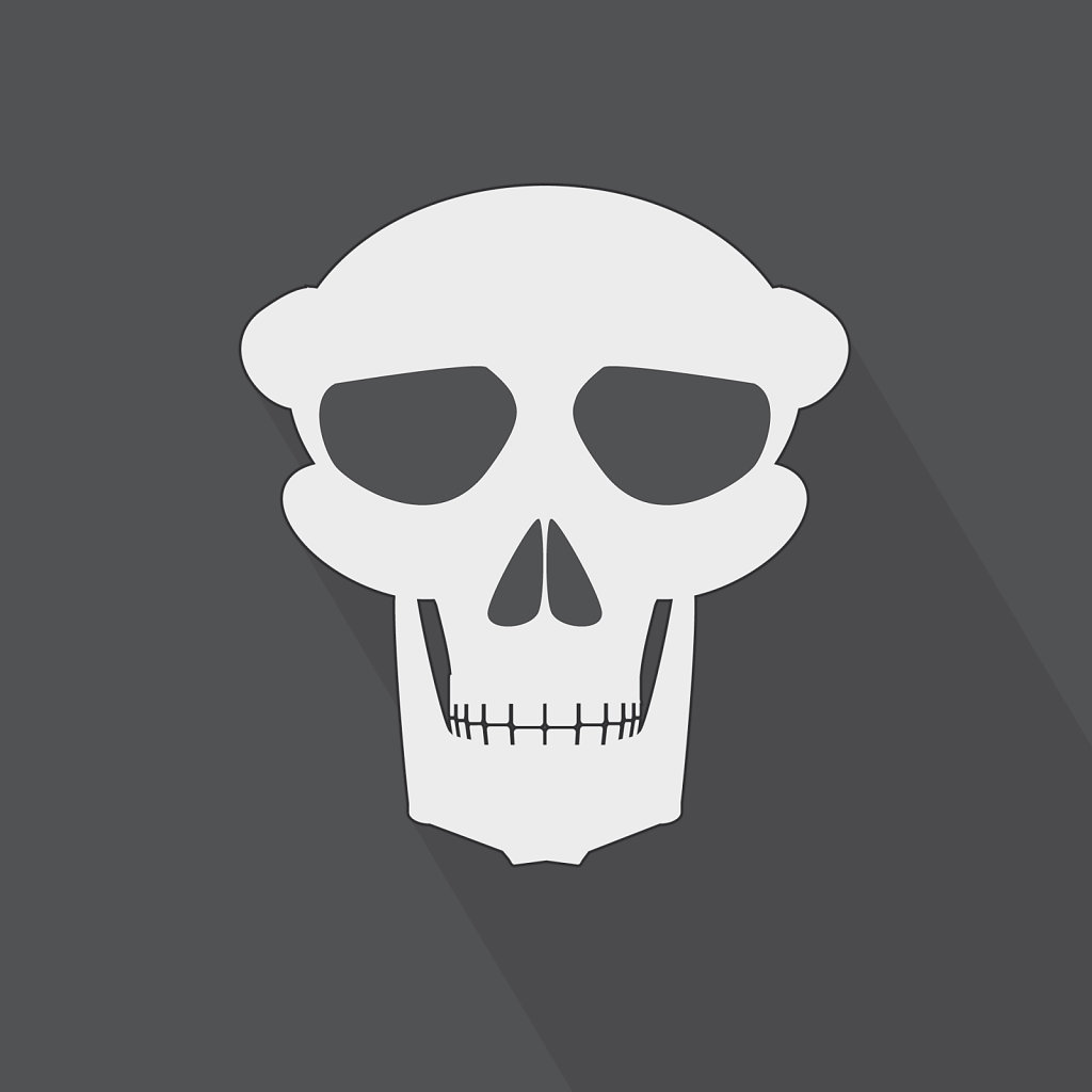 A spooky skull flat design on a gray background