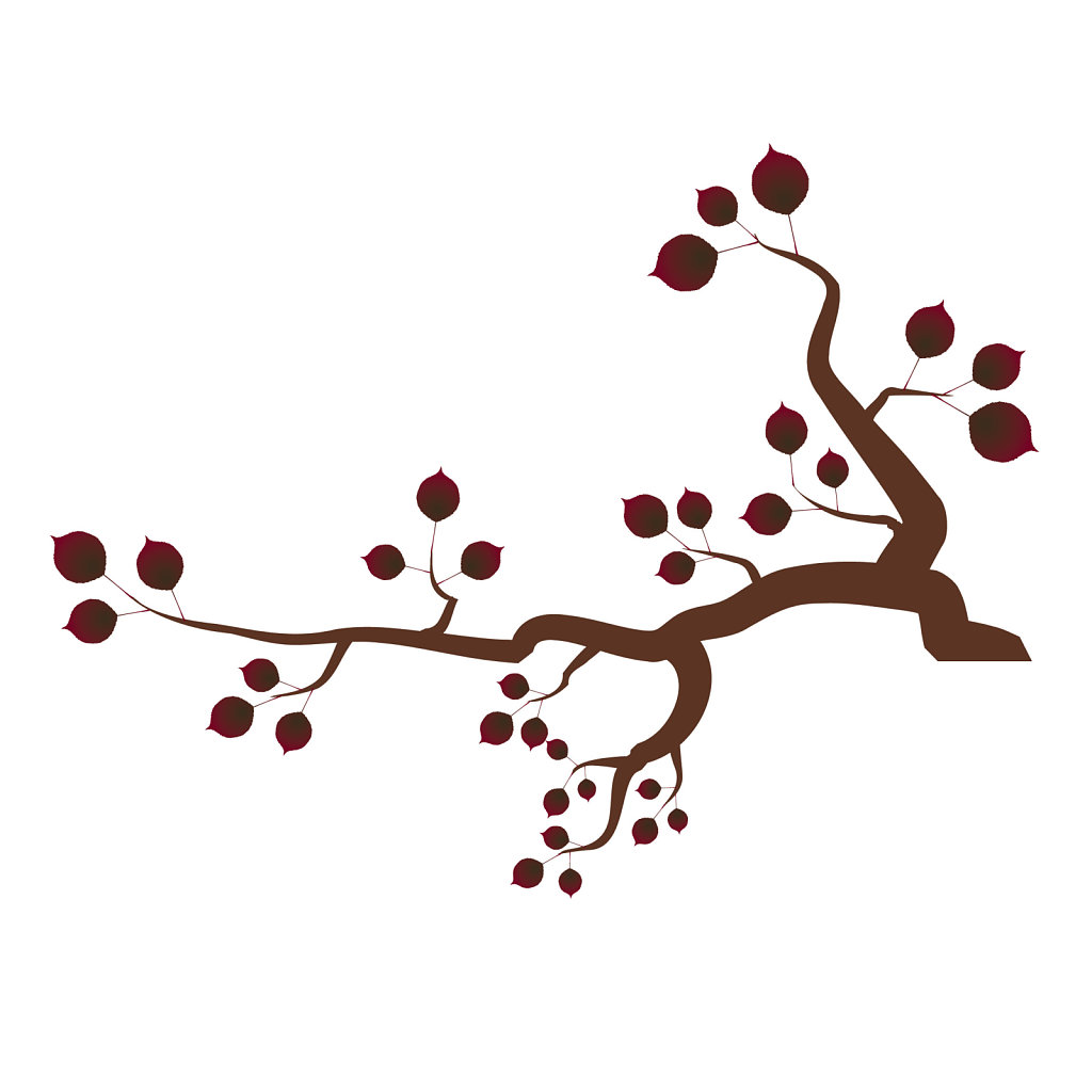 Tree branch with red leaves clipart