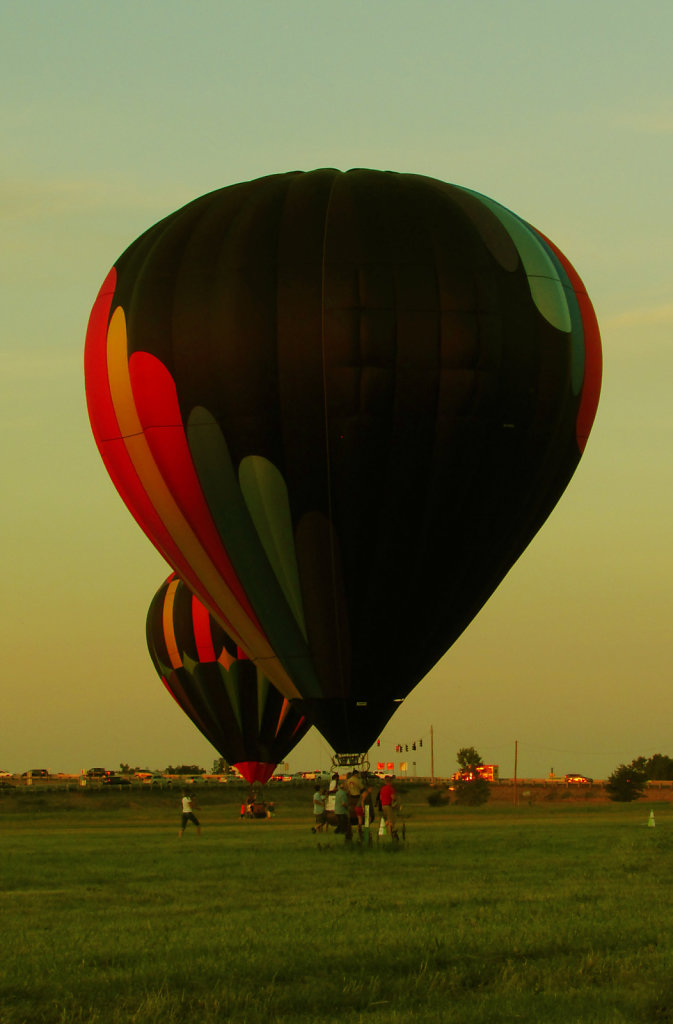 hot air balloon at dusk